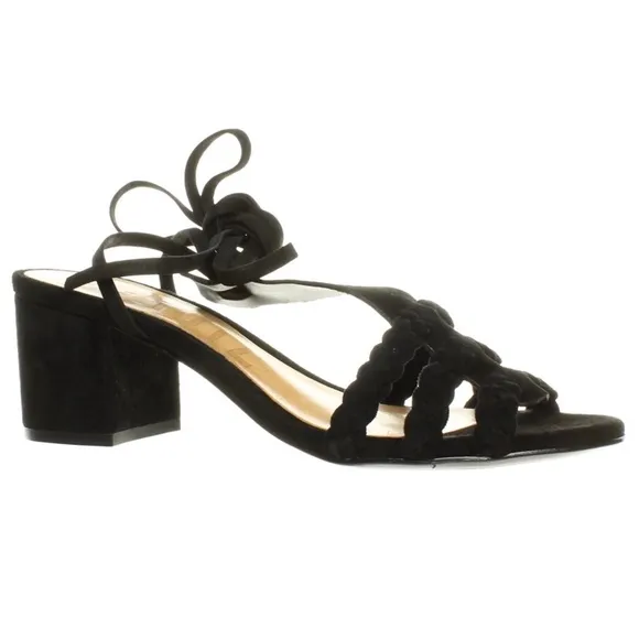 SCHUTZ EVELINA Black Suede Leather Pump BlockHeel Sandal