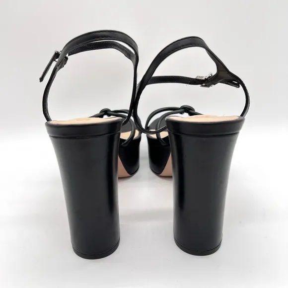SCHUTZ Kelsie Platform Sandal Shoes Womens 9.5 Black Leather Block Heel Strappy