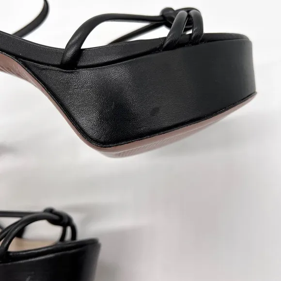 SCHUTZ Kelsie Platform Sandal Shoes Womens 9.5 Black Leather Block Heel Strappy