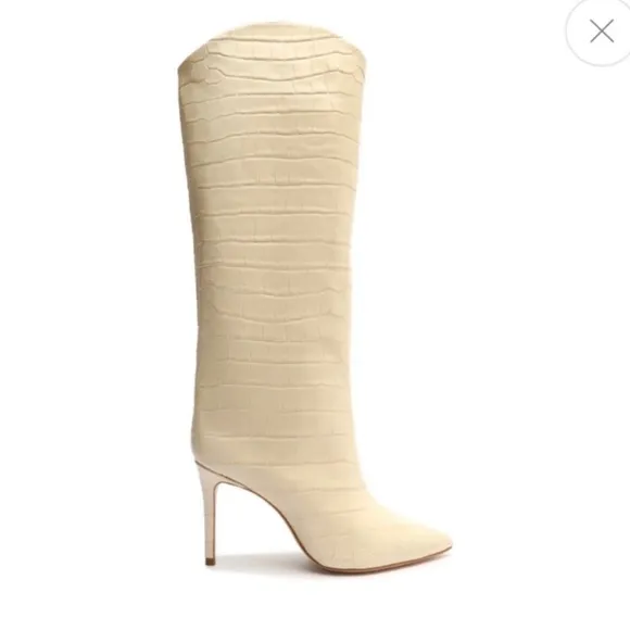 Schutz Maryana Knee High Leather Boots Eggshell