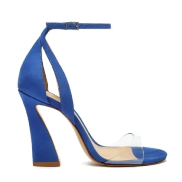 SchutzKristy Suede Clear Vinyl Ankle Strap Dress Sandals.