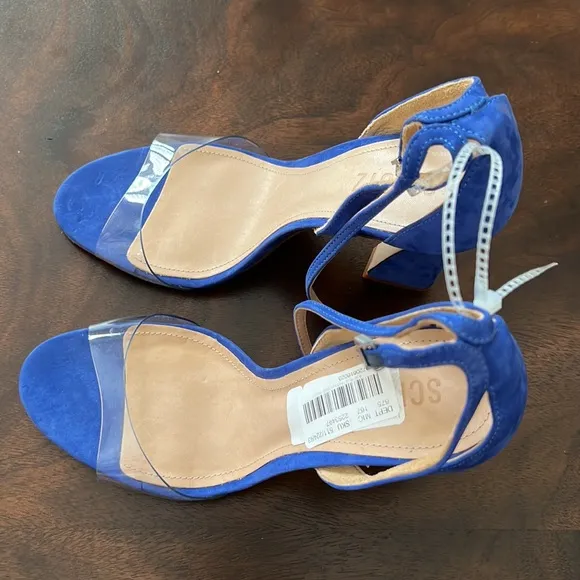 SchutzKristy Suede Clear Vinyl Ankle Strap Dress Sandals.