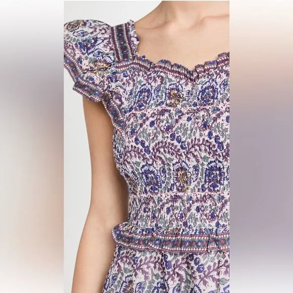 Sea NY Rosita Border Smocked Mini Dress Sz XS