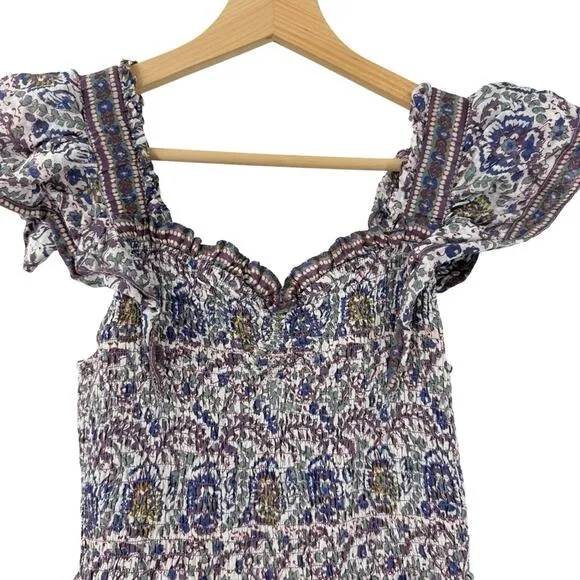 Sea NY Rosita Border Smocked Mini Dress Sz XS