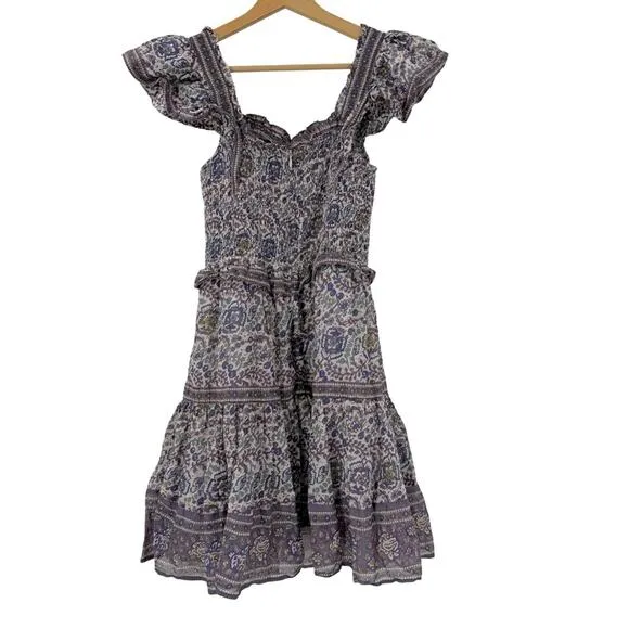 Sea NY Rosita Border Smocked Mini Dress Sz XS