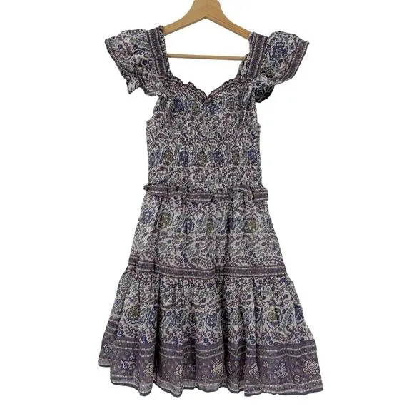 Sea NY Rosita Border Smocked Mini Dress Sz XS