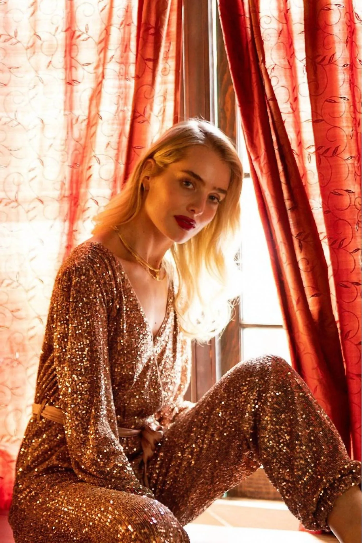 Sequin Jumpsuit In Bronze