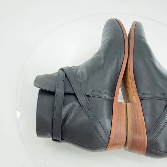 Sezane Low Montana Ankle Boots Women's Size 39 8 Black Leather Slip On Bootie