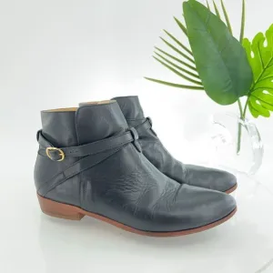 Sezane Low Montana Ankle Boots Women's Size 39 8 Black Leather Slip On Bootie