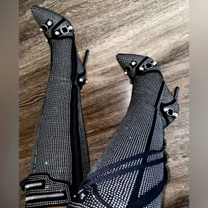 “Shine Bright” high heel knee rhinestone embellished boots