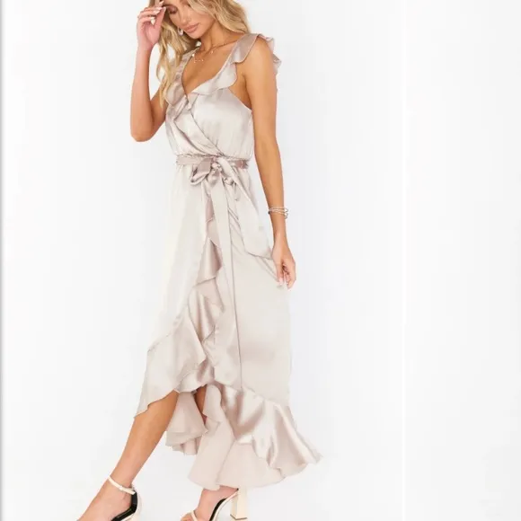 Show me your MuMu- Samantha Ruffle Wrap Dress Size Medium