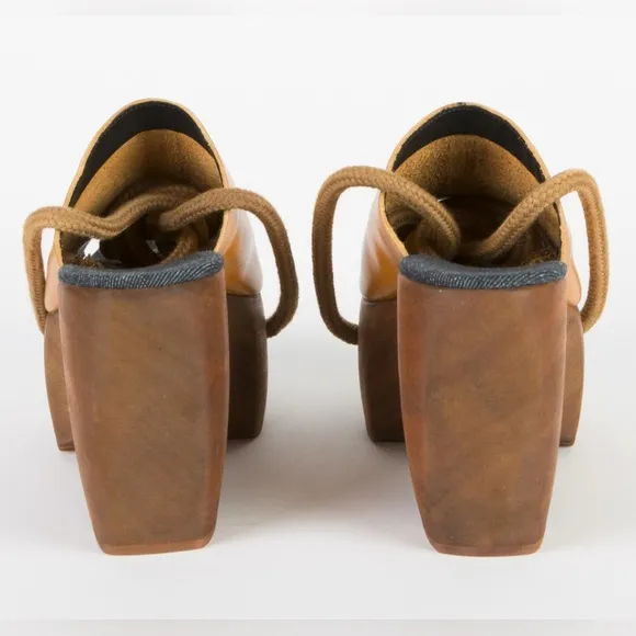 SIMON MILLER x REINHARD PLANK COLLAB LEATHER WOOD PLATFORM CLOG shoes
