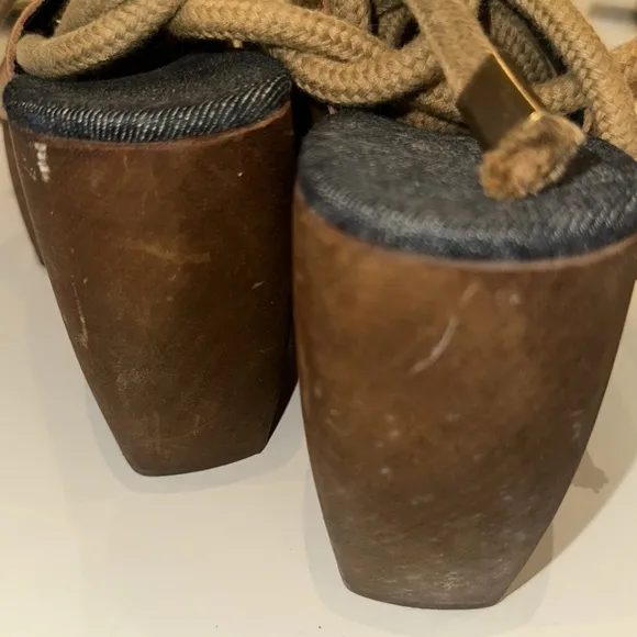 SIMON MILLER x REINHARD PLANK COLLAB LEATHER WOOD PLATFORM CLOG shoes