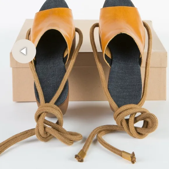 SIMON MILLER x REINHARD PLANK COLLAB LEATHER WOOD PLATFORM CLOG shoes