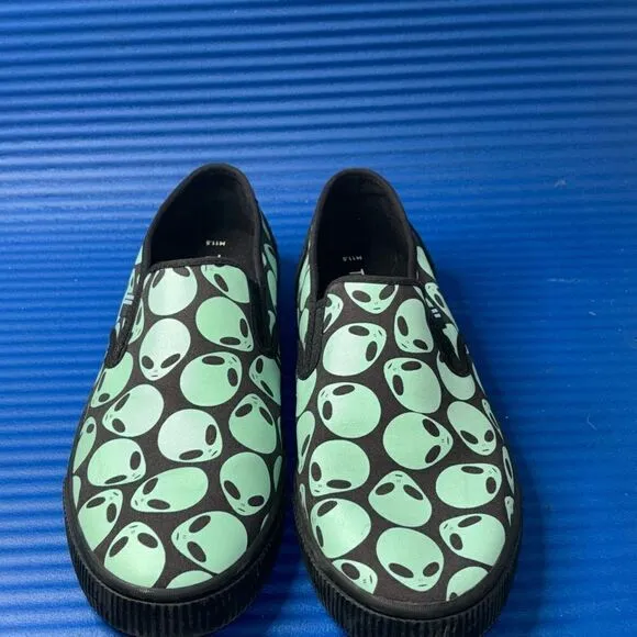Size 11.5- Men’s Alien Toms Vegan Slip On Glow In The Dark Sneakers Shoes NEW