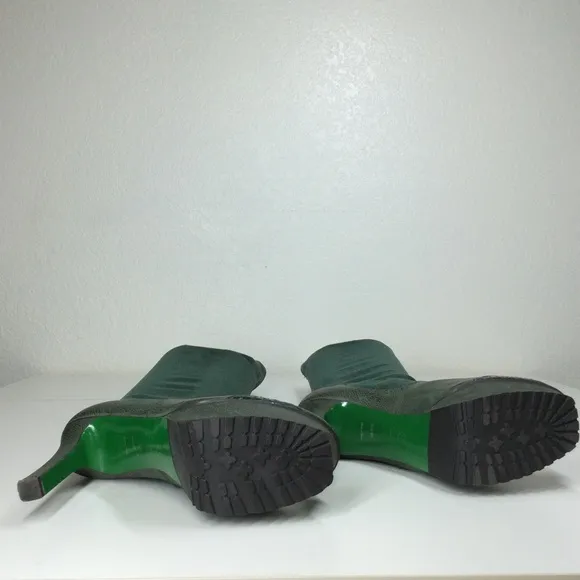 Size 9 Knee High Donald Pliner Rune Leather/Suede Boots with Heel Green