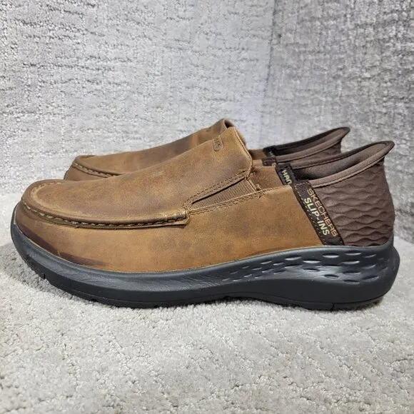 Skechers Parson Oswin Men's Size US 9 Brown Leather Slip On Shoes 204866WW