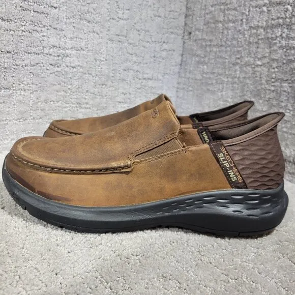 Skechers Parson Oswin Men's Size US 9 Brown Leather Slip On Shoes 204866WW