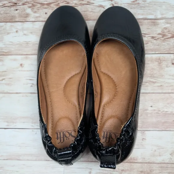 Sofft Real Leather Upper and Insole Shiny Black Dress Slipper Shoes Size 6 Women