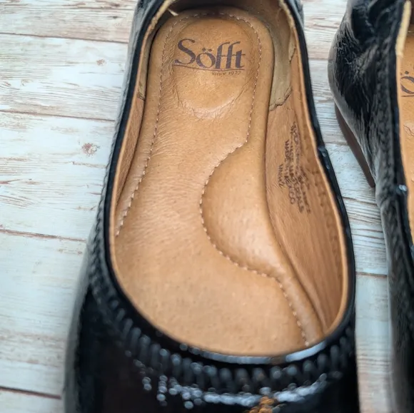 Sofft Real Leather Upper and Insole Shiny Black Dress Slipper Shoes Size 6 Women