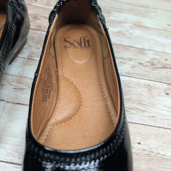 Sofft Real Leather Upper and Insole Shiny Black Dress Slipper Shoes Size 6 Women