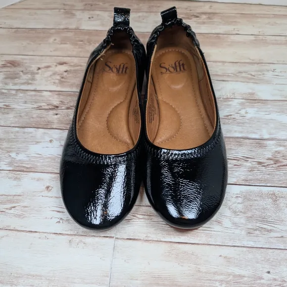 Sofft Real Leather Upper and Insole Shiny Black Dress Slipper Shoes Size 6 Women