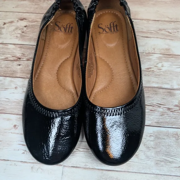 Sofft Real Leather Upper and Insole Shiny Black Dress Slipper Shoes Size 6 Women