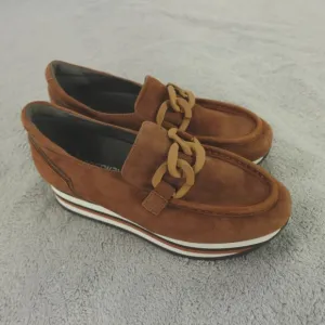 Softwaves Shoes Sneakers Womens 38 8 US Brown Cognac Suede Leather Platform