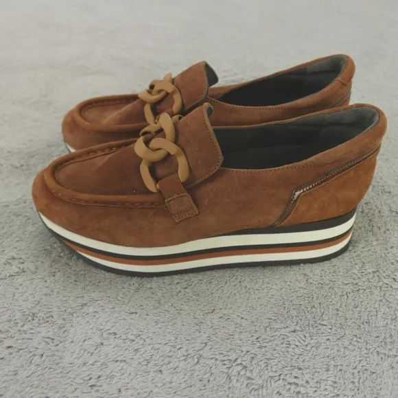 Softwaves Shoes Sneakers Womens 38 8 US Brown Cognac Suede Leather Platform