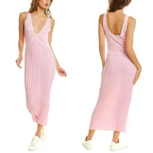 Solid and Striped The Aubrey Knit Midi Dress in Cloud Pink - Size M