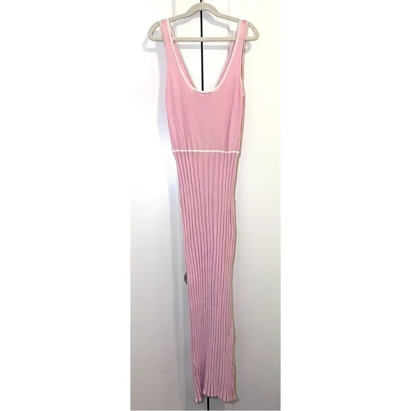 Solid and Striped The Aubrey Knit Midi Dress in Cloud Pink - Size M