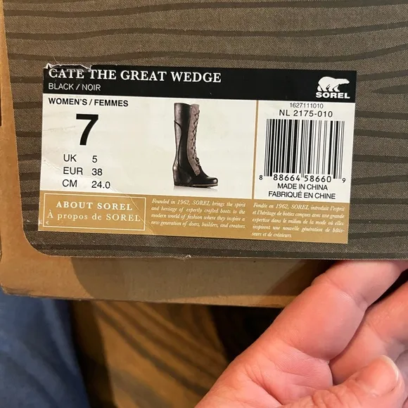 Sorel 7 knee high Women's Black Gray Boots wedge care the great lace up leather