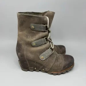Sorel Boots Womens 6.5 Joan Of Arctic Wedge Ankle Bootie Brown