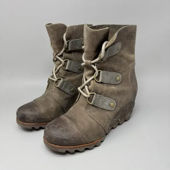 Sorel Boots Womens 6.5 Joan Of Arctic Wedge Ankle Bootie Brown