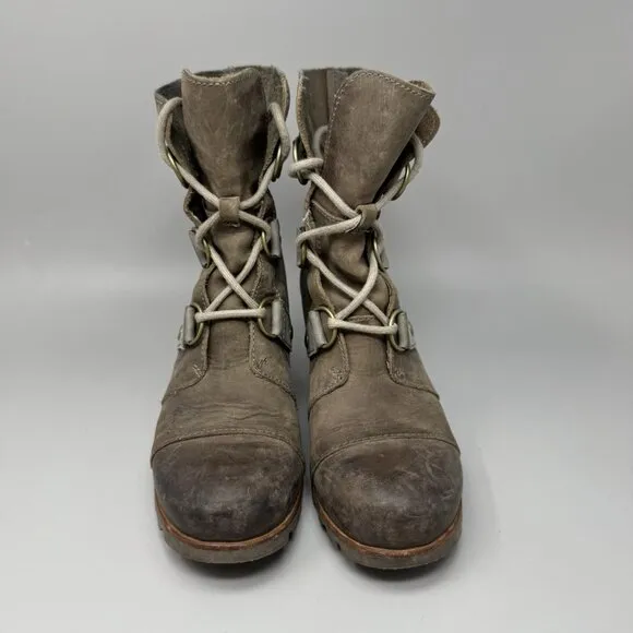 Sorel Boots Womens 6.5 Joan Of Arctic Wedge Ankle Bootie Brown