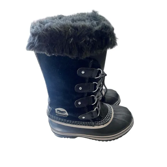 Sorel Faux Fur Winter Boots Lace Up Size 3 Women's 7 Joan Of Arctic Waterproof