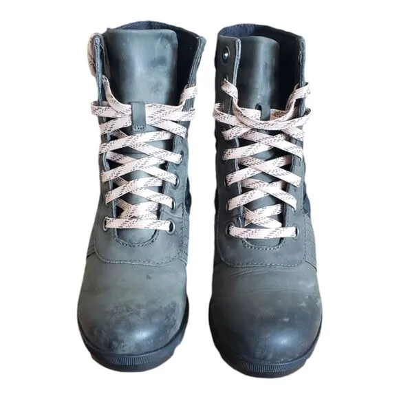 SOREL LEXIE WEDGE DISTRESSED DARK SLATE GRAY BOOTS WOMEN'S SIZE 7