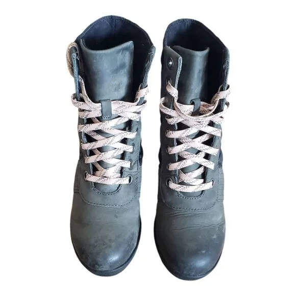 SOREL LEXIE WEDGE DISTRESSED DARK SLATE GRAY BOOTS WOMEN'S SIZE 7