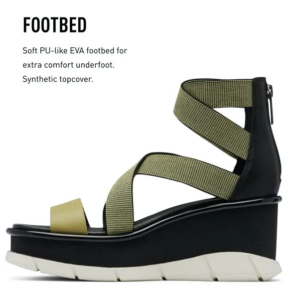 SOREL WOMEN'S JOANIE III SPORT STRAP SANDALS - OLIVE SHADE, BLACK - SIZE 9.
