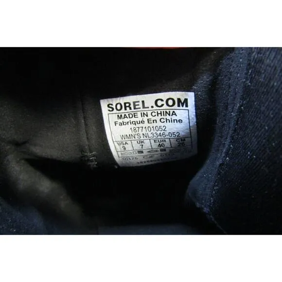 Sorel Womens Sz 9 M Black Leather Wedge Ankle Fashion Boots Bootie