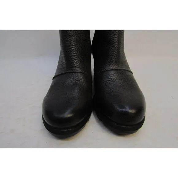 Sorel Womens Sz 9 M Black Leather Wedge Ankle Fashion Boots Bootie