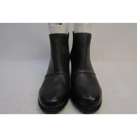 Sorel Womens Sz 9 M Black Leather Wedge Ankle Fashion Boots Bootie