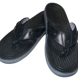 Sperry Baitfish Black Leather Toe Post Flip Flop Sandals Men Size 12 NIB