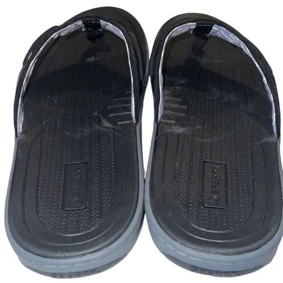 Sperry Baitfish Black Leather Toe Post Flip Flop Sandals Men Size 12 NIB
