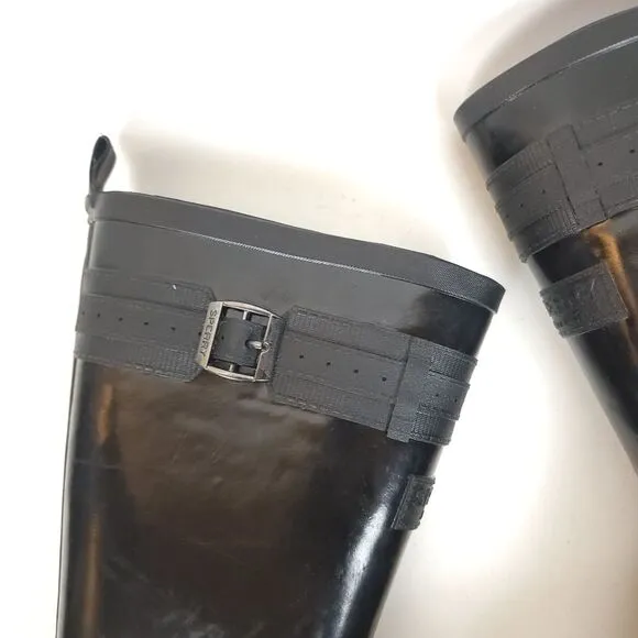 Sperry Walker Atlantic Lined Rain black knee high tall Boots STS82562 Size 7
