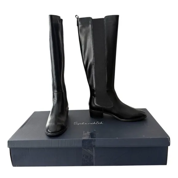Splendid Footwear Andi Black Knee High Chelsea Boots Women's Size 7 Square Toe