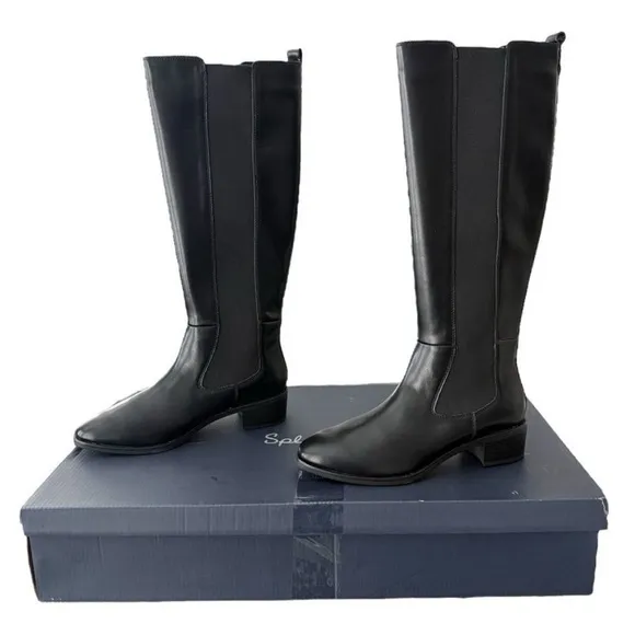 Splendid Footwear Andi Black Knee High Chelsea Boots Women's Size 7 Square Toe