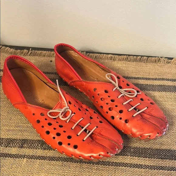 [Spring Step] Stylish Red Women's Leather Turkish Shoes - Size 9.5