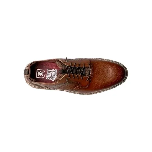 Stacy Adams Plain Toe Elastic Laceup Sneaker Leather Cognac 25662-221 Sz 9W #800