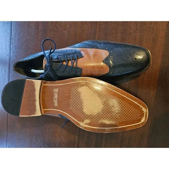Stacy Adams Wingtip Oxford Leather Dress Shoe Navy Brown Size‎ 12M 25092-492